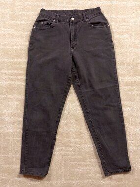 Vintage 90s Lee Riveted Charcoal Black High Rise Mom Jeans USA Made Size 28